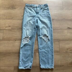 Madewell The Perfect‎ Vintage Straight Jeans Women 30 Blue High Rise Distressed
